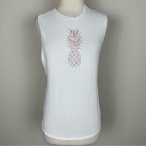 Lululemon White pIneapple Graphic Muscle Tee  Tank Small